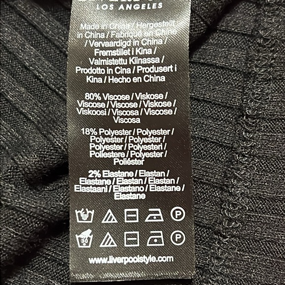 Liverpool Black Ribbed Sleeveless Tank Top. 2x - Picture 4 of 6